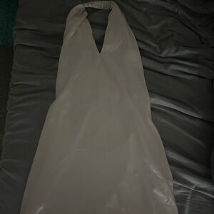 white silk halter dress small backless